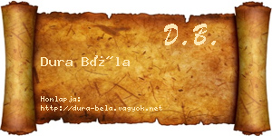 Dura Béla névjegykártya